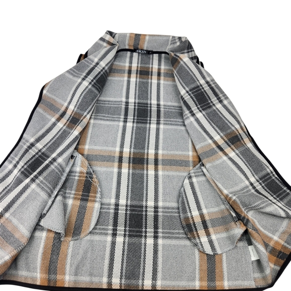 Plaid Open Front Vest Women's Large - Picture 8 of 16